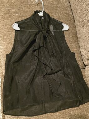 H&M Black Sleeveless Tie-Neck Blouse